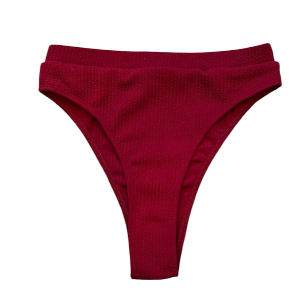 SHEIN | NWOT Maroon Textured High Waisted Bikini Bottom